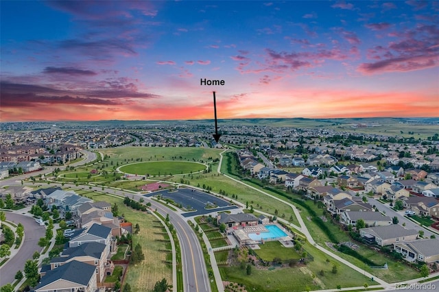 10387 Harrisburg St, Parker, CO 80134 - aerial view at dusk of a residential view