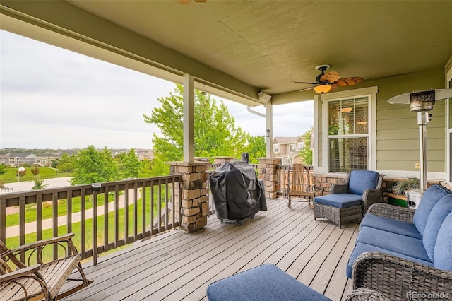 23503 E Minnow Dr, Aurora, CO 80016 - deck with area for grilling and a ceiling fan