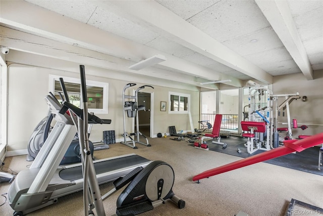 7755 E Quincy Ave Unit 107D2, Denver, CO 80237 - workout area featuring beam ceiling