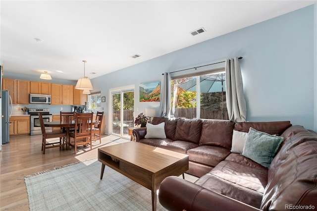 living room featuring light hardwood / wood-style floors