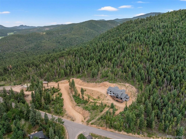 birds eye view of property featuring a mountain view