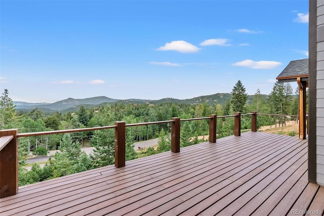 deck featuring a mountain view