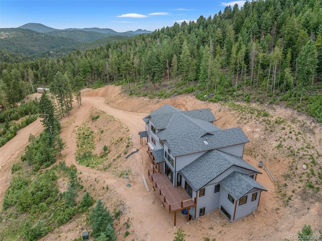 aerial view with a mountain view