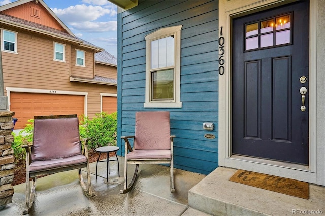 entrance to property with a garage