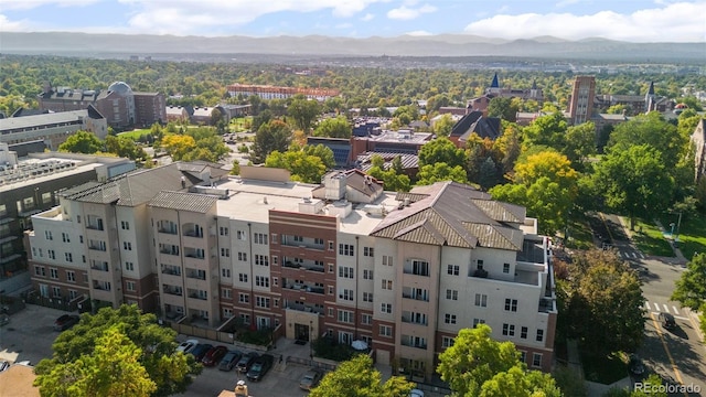 aerial view with a mountain view