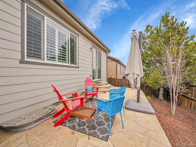 view of patio featuring a fenced backyard