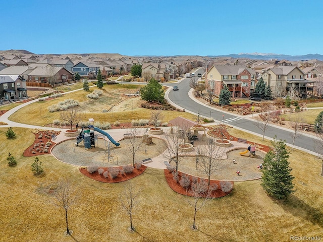 drone / aerial view with a residential view