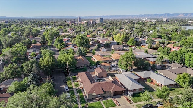 aerial view with a mountain view