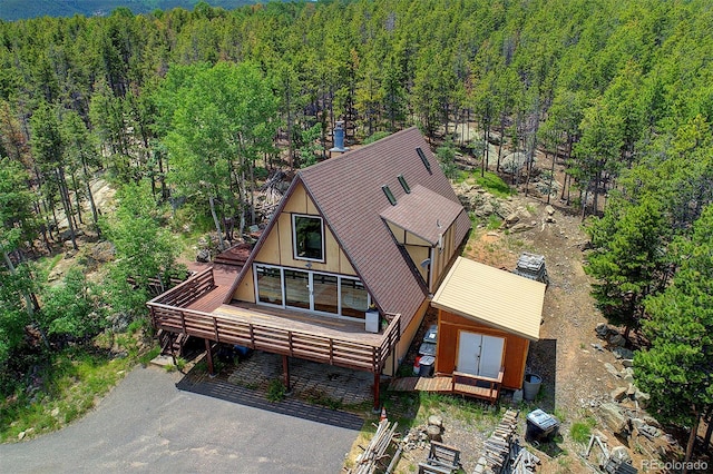 8691 S Warhawk Rd, Conifer, CO 80433 - aerial view of property and surrounding area with a heavily wooded area