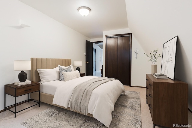 8691 S Warhawk Rd, Conifer, CO 80433 - bedroom featuring light colored carpet and a closet