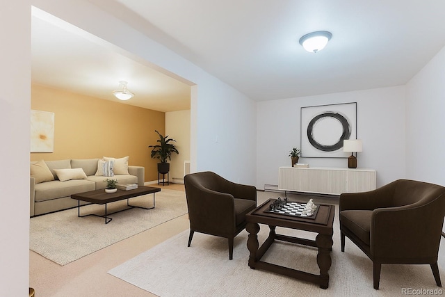 8691 S Warhawk Rd, Conifer, CO 80433 - living area with light colored carpet and baseboard heating