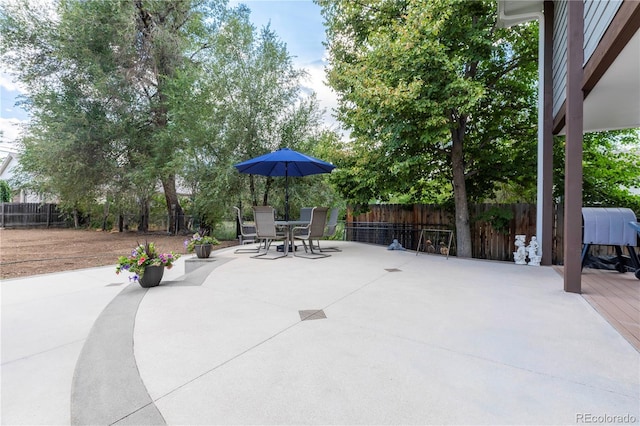 view of patio / terrace with fence private yard and outdoor dining area