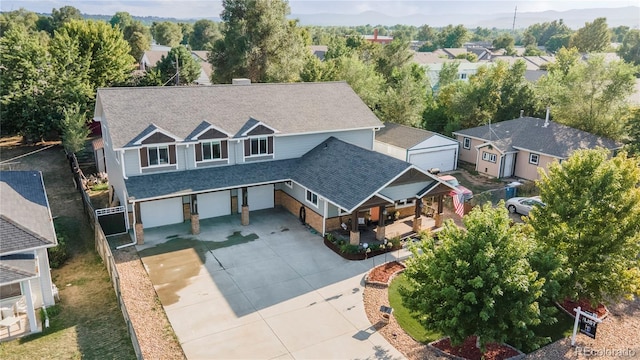 bird's eye view with a residential view