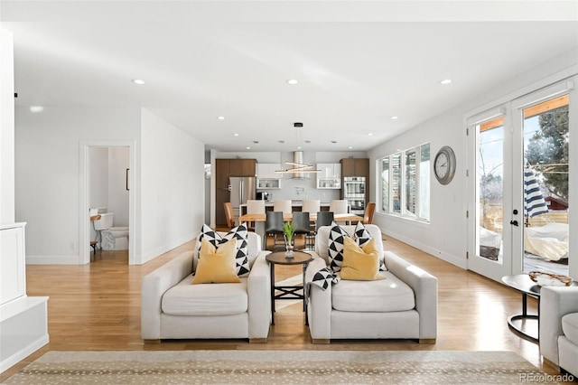 living room with light wood-type flooring