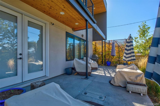 view of patio / terrace featuring french doors