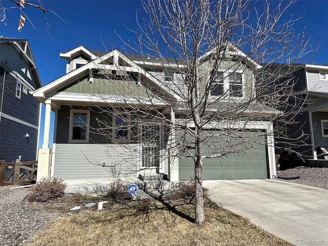 view of front facade featuring a garage and concrete driveway