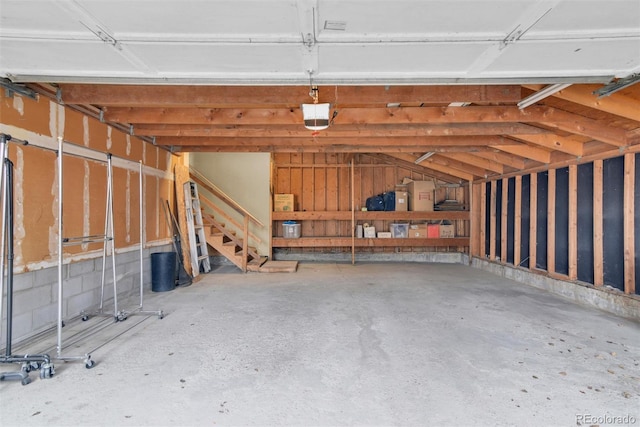 garage with a garage door opener