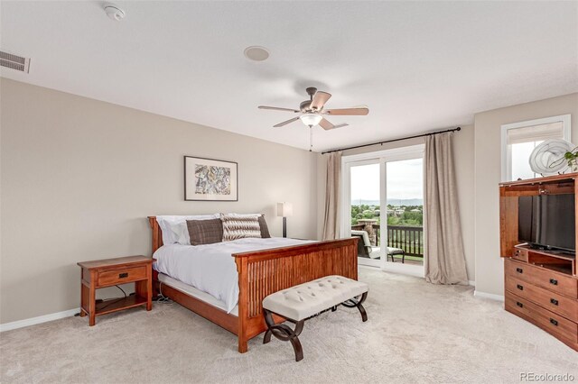 8993 Stonecrest Way, Highlands Ranch, CO 80129 - bedroom with access to outside, light colored carpet, and baseboards