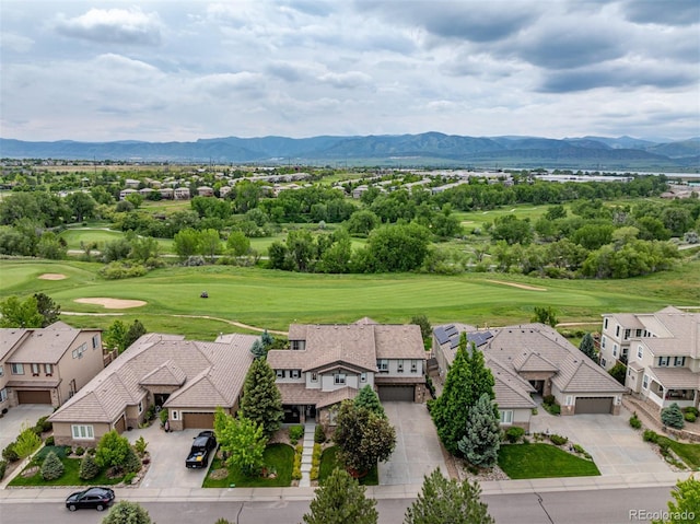 8993 Stonecrest Way, Highlands Ranch, CO 80129 - aerial view of residential area featuring a mountainous background and a golf course