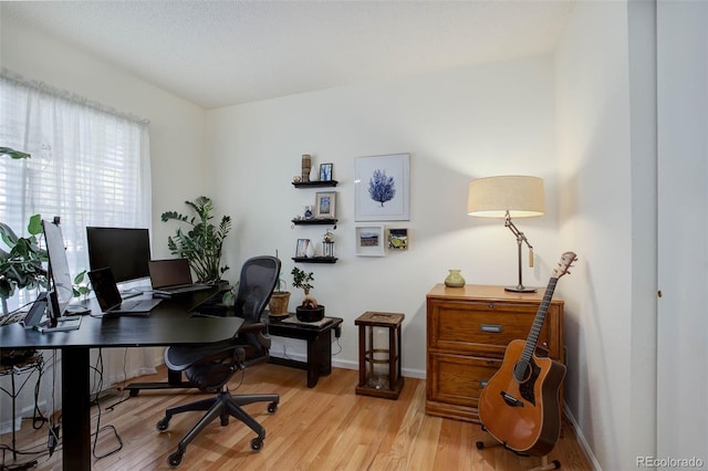 home office featuring light hardwood / wood-style floors