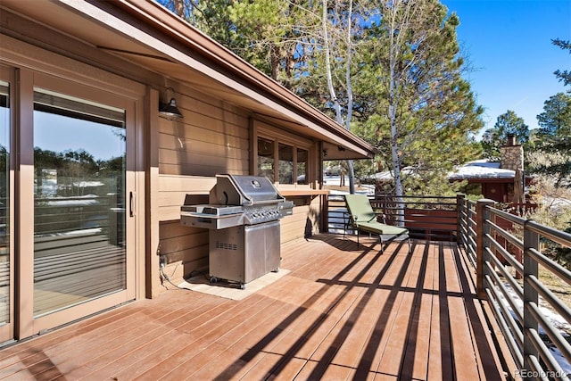 deck with a grill