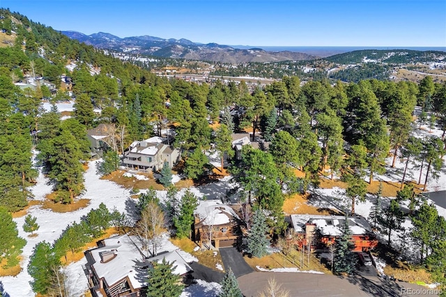 birds eye view of property with a mountain view