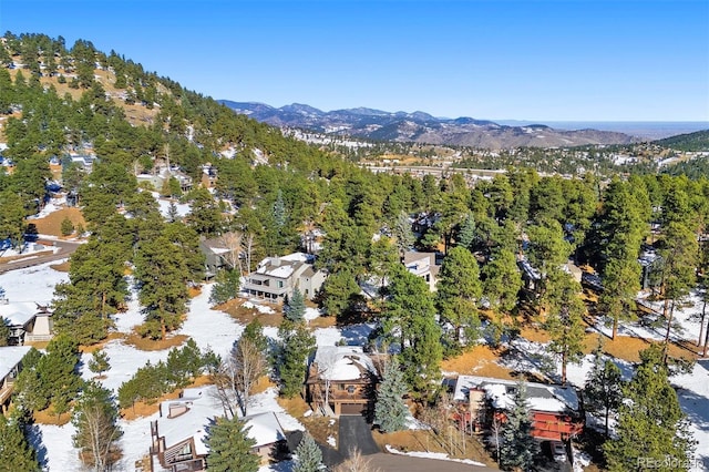 birds eye view of property with a mountain view