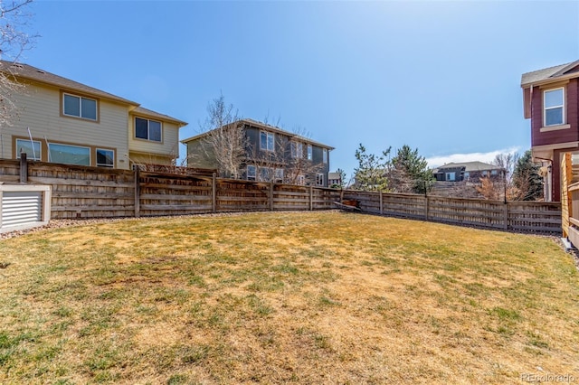 view of yard featuring a fenced backyard