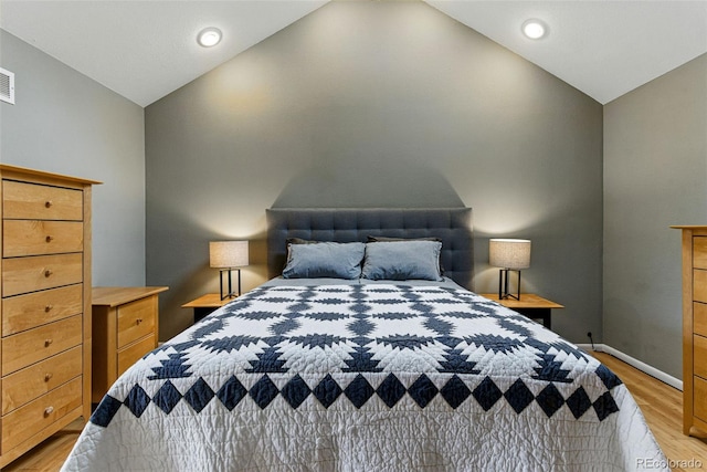 3105 Galileo Ln, Boulder, CO 80301 - bedroom featuring lofted ceiling, light wood-style floors, baseboards, and recessed lighting