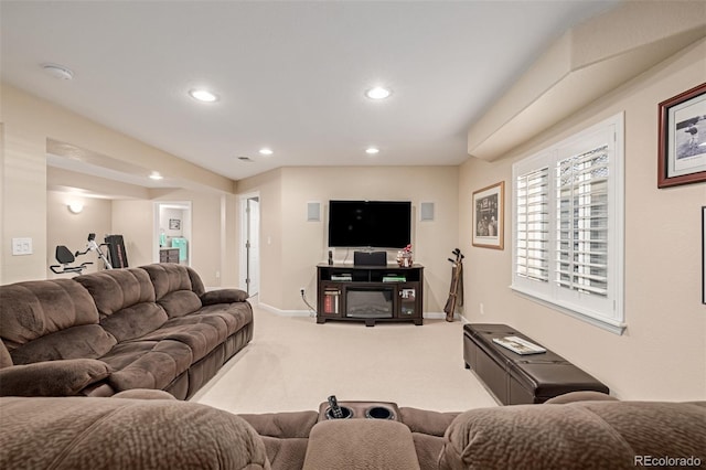 living room featuring carpet