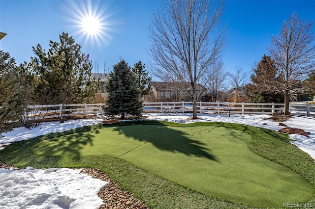 view of yard covered in snow