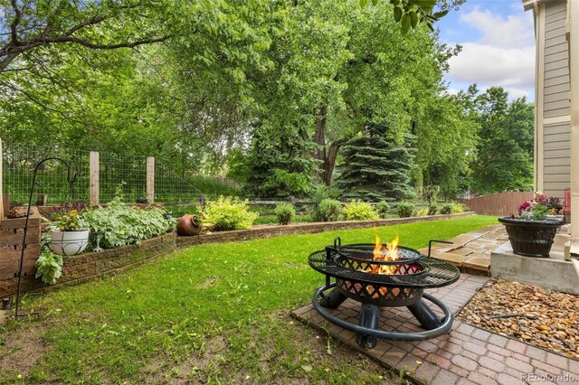 1831 Ashford Cir, Longmont, CO 80504 - view of yard with a fire pit and a garden