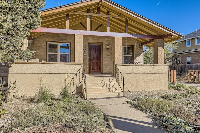 view of front of home with covered porch