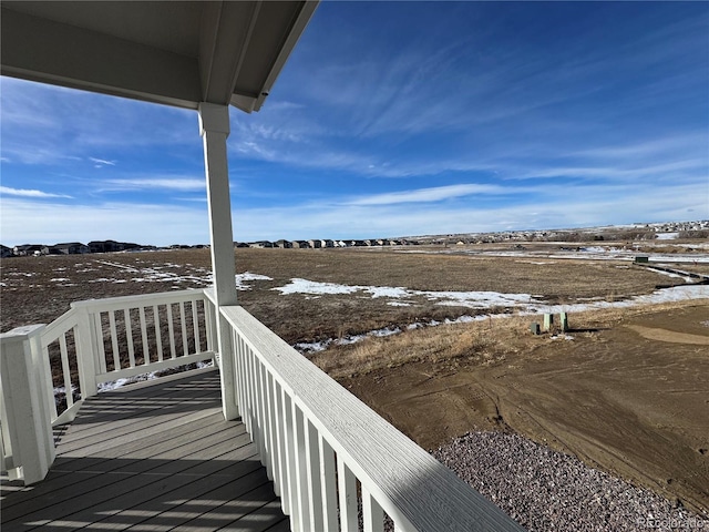 view of snow covered deck