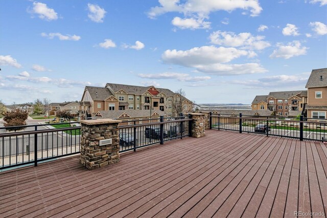 deck with a residential view
