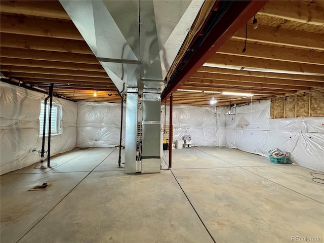 basement with heating unit
