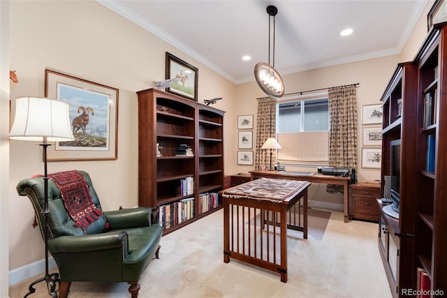 16 Willowcroft Dr, Littleton, CO 80123 - office with crown molding, recessed lighting, and light carpet