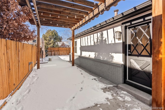 exterior space featuring a pergola