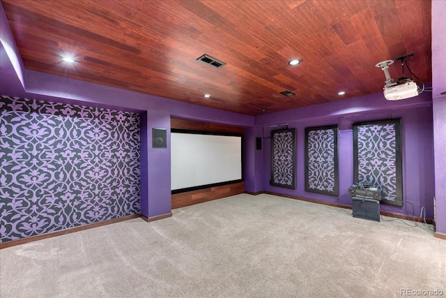 8167 S Wabash Ct, Centennial, CO 80112 - carpeted cinema room with wooden ceiling and recessed lighting