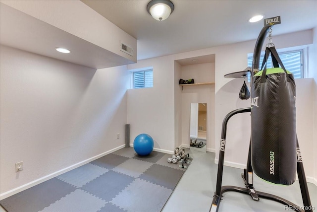 8167 S Wabash Ct, Centennial, CO 80112 - exercise area with baseboards and recessed lighting