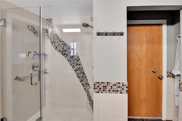 bathroom with a stall shower