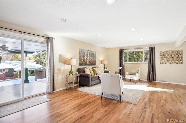 living room with light wood-type flooring