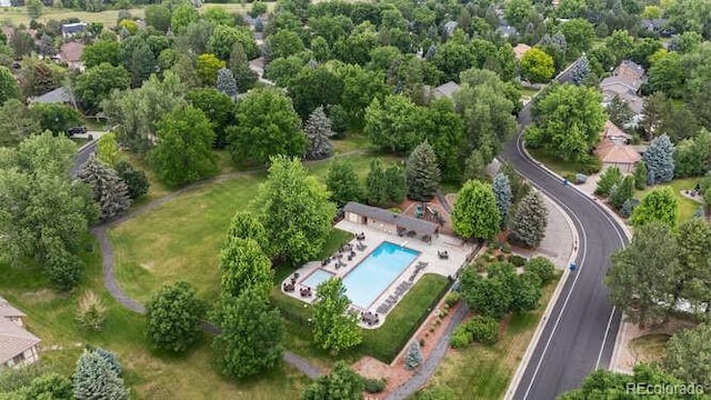 4 Doral Ln, Littleton, CO 80123 - aerial overview of property's location featuring a pool