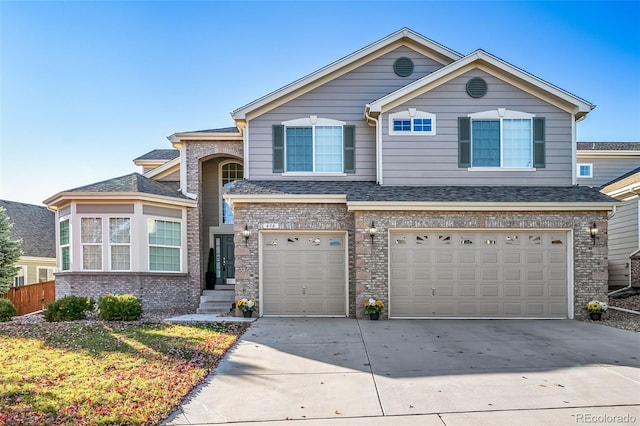 view of front of house with a garage