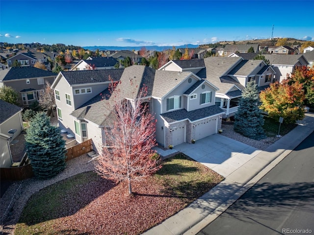 aerial view with a mountain view