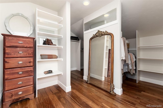 1425 Autumnwood Ln, Evergreen, CO 80439 - walk in closet with dark wood-style flooring