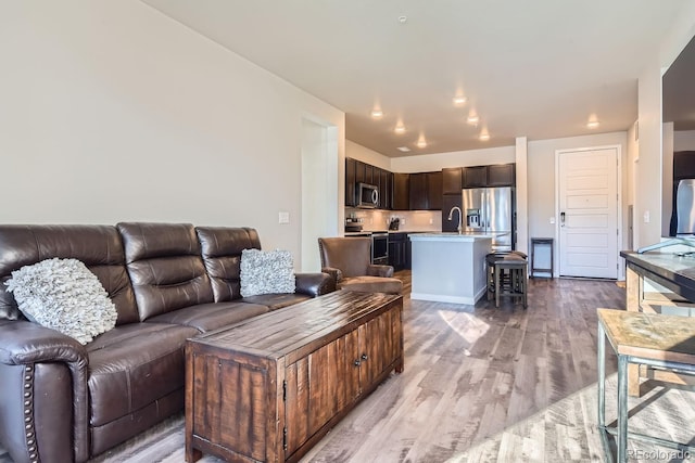 living room featuring light hardwood / wood-style floors