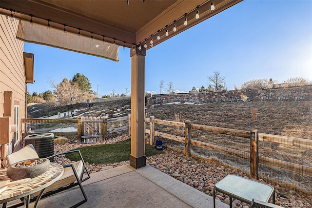 view of patio / terrace featuring central AC unit