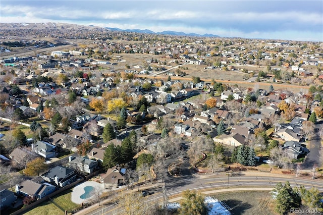 aerial view featuring a mountain view