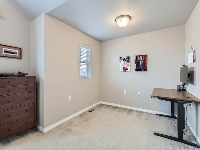 view of carpeted office space